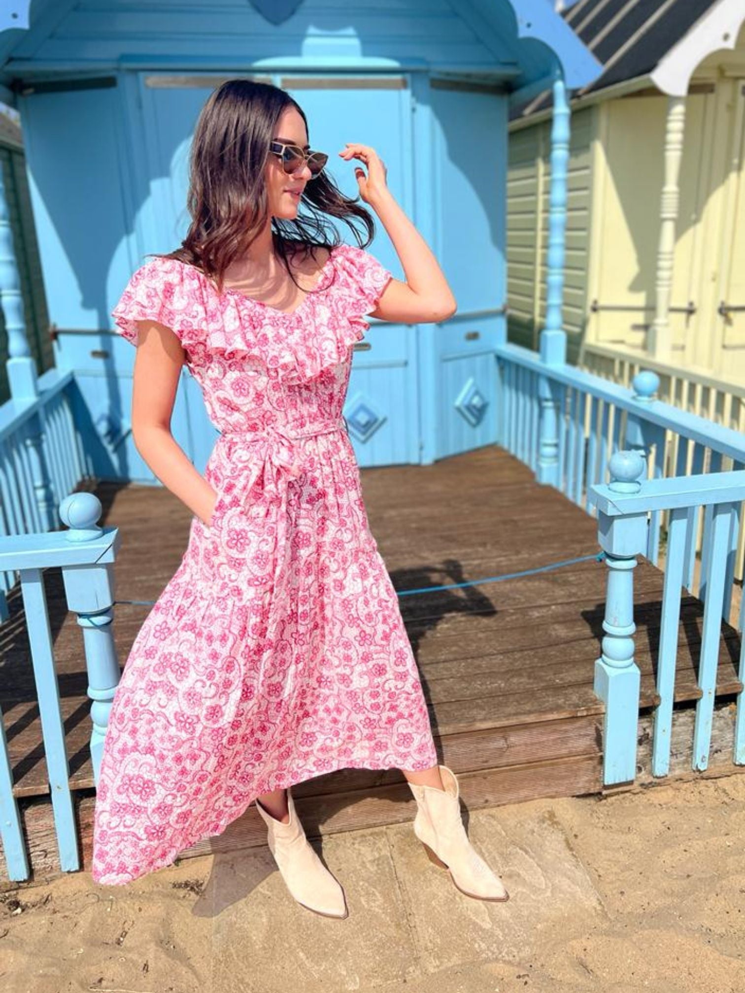 'CORA' DRESS. PINK LACE (Viscose EcoVero)