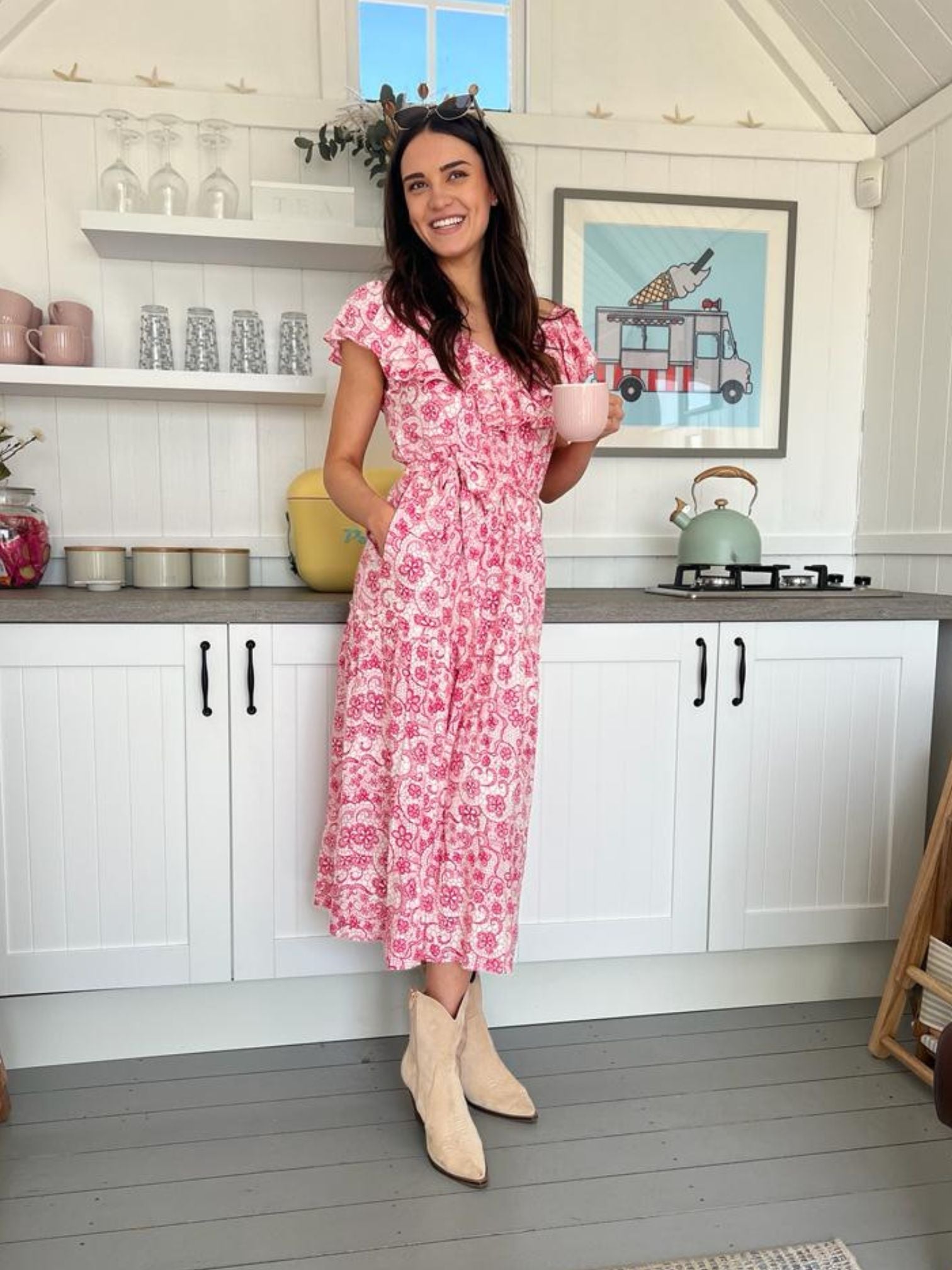 'CORA' DRESS. PINK LACE (Viscose EcoVero)