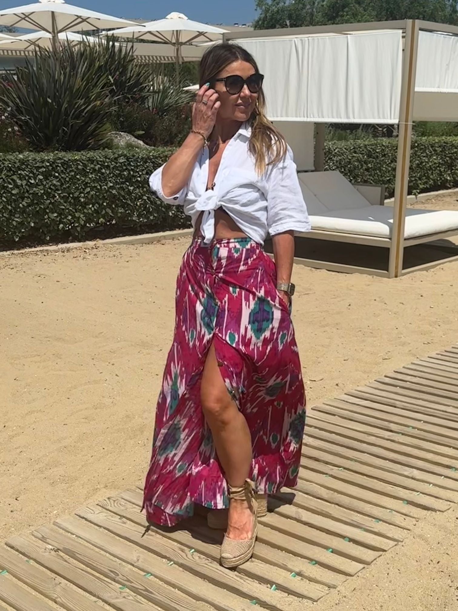 'ELISHA' MAXI SKIRT IN PINK IKAT