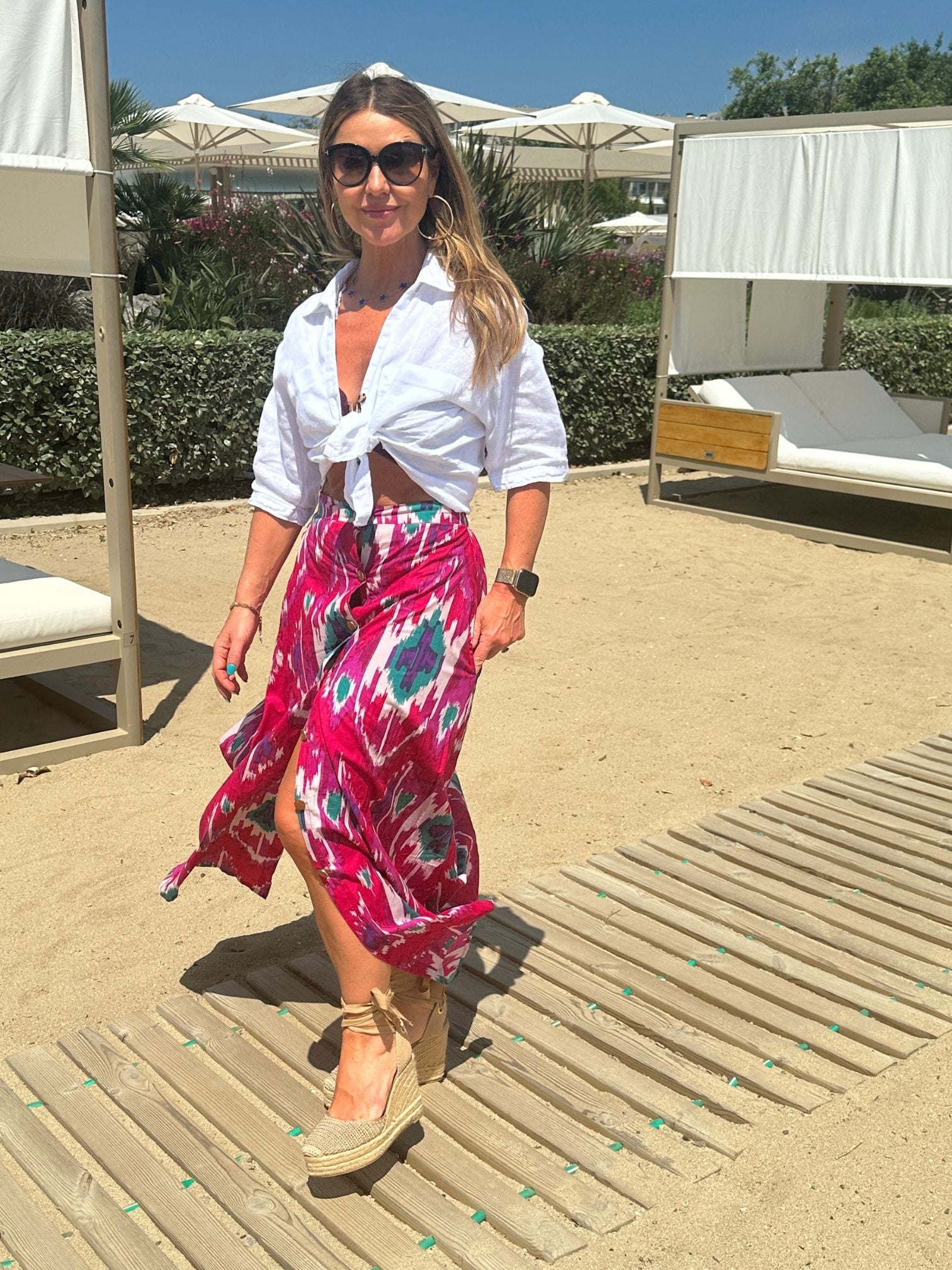 'ELISHA' MAXI SKIRT IN PINK IKAT