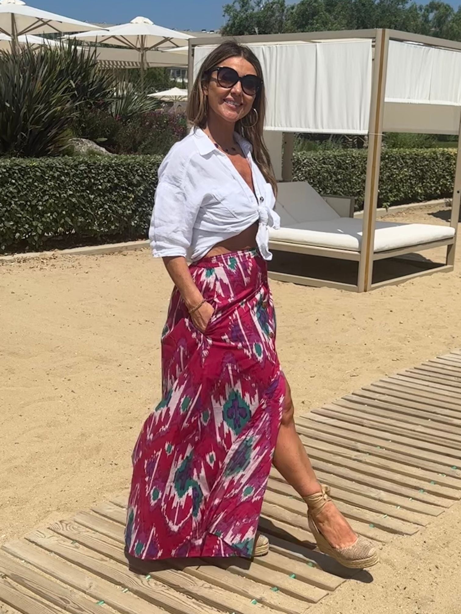 'ELISHA' MAXI SKIRT IN PINK IKAT