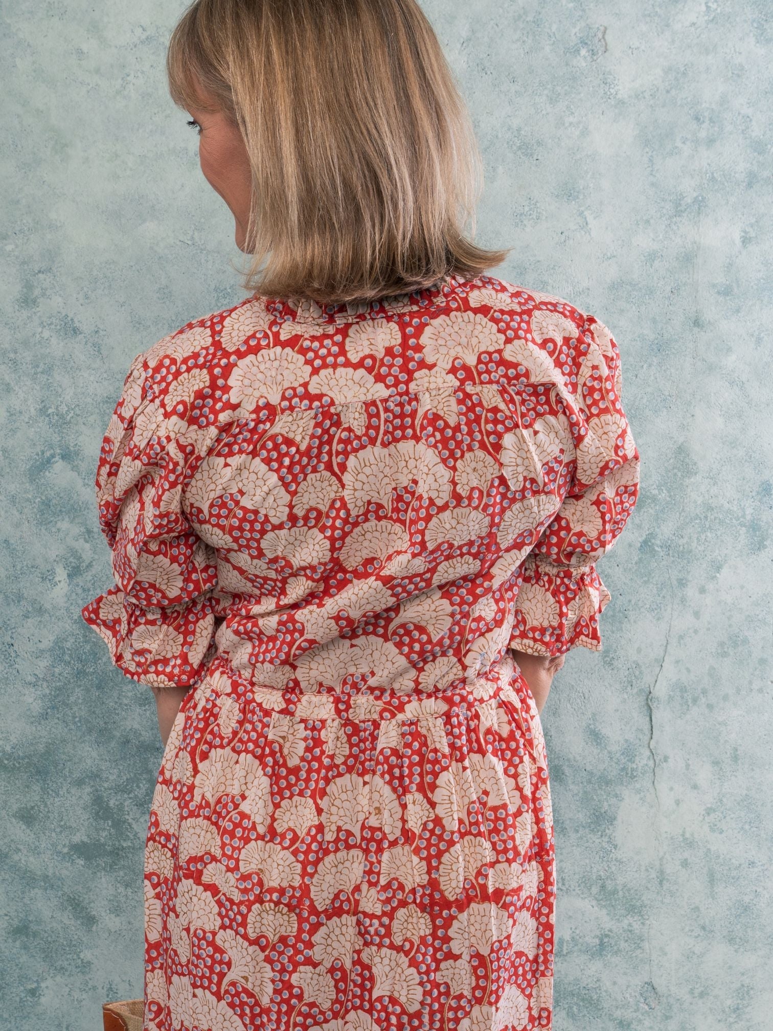 'CHERISH' SHIRTDRESS RED HYDRANGEA