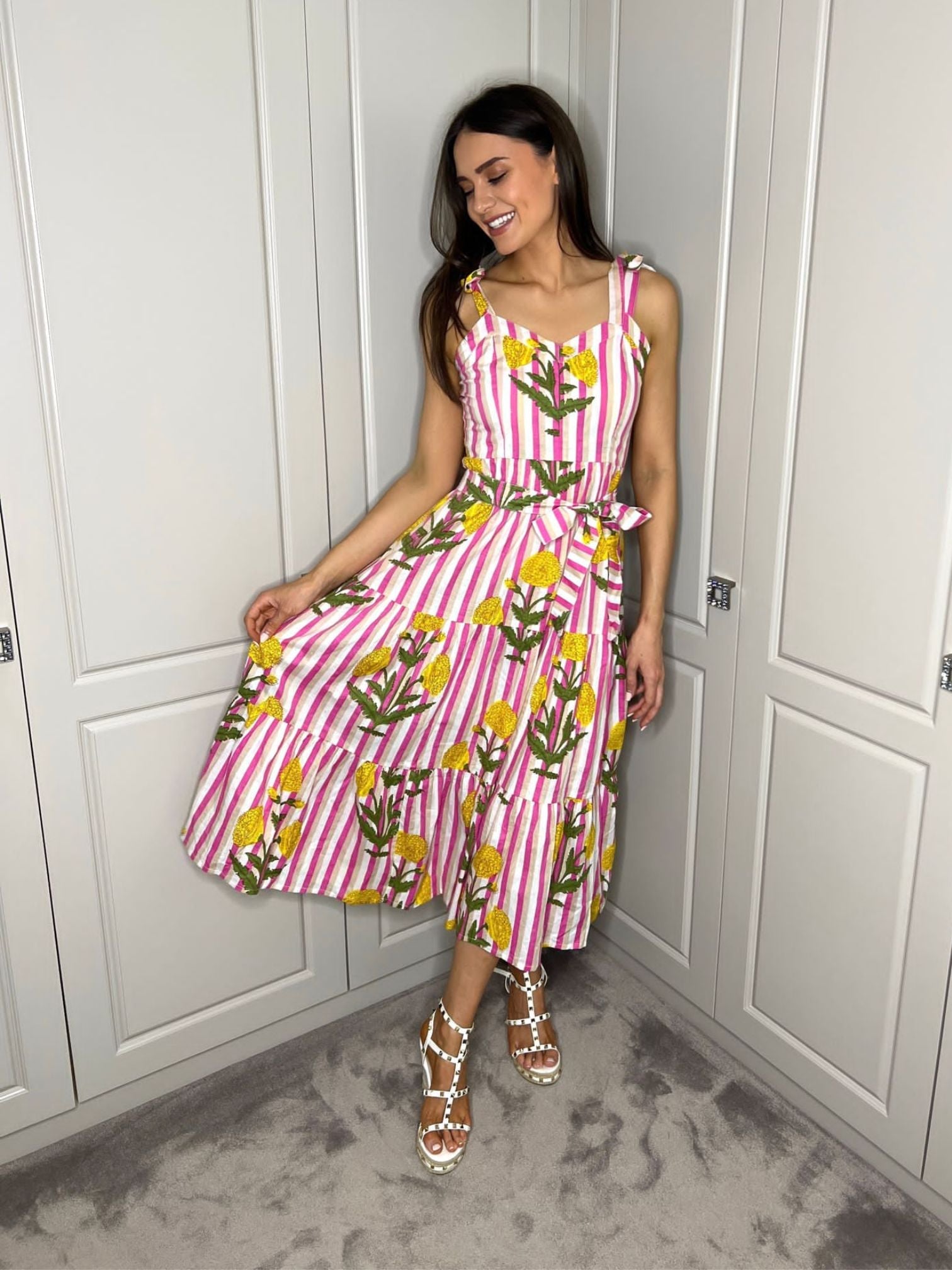 'AMORE' DRESS IN MARIGOLD STRIPE