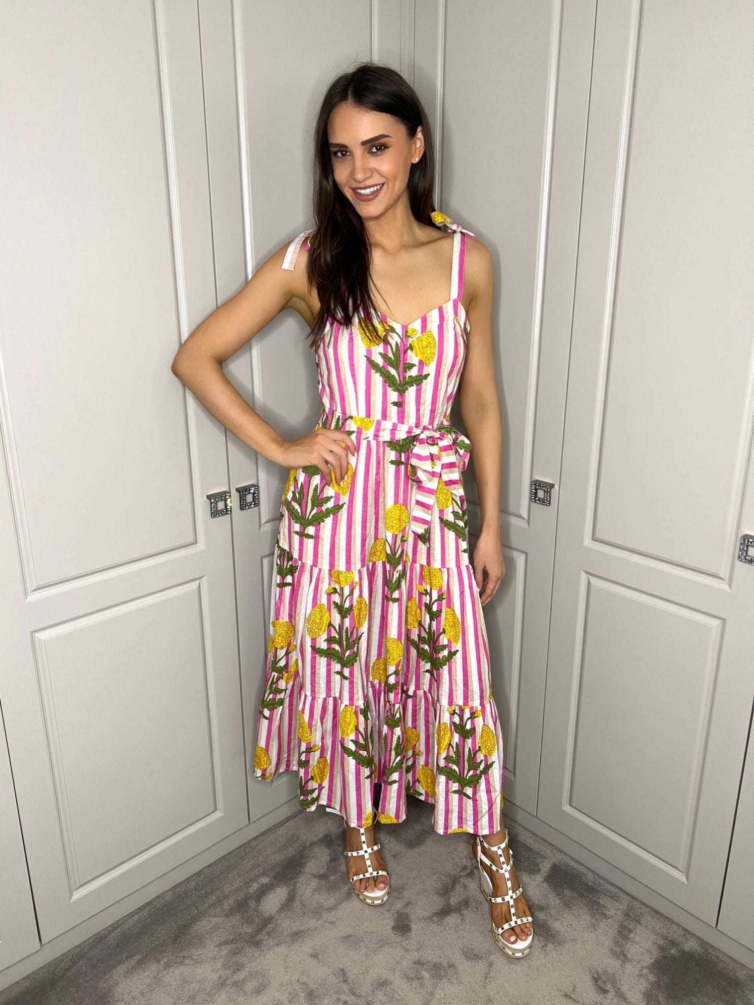 'AMORE' DRESS IN MARIGOLD STRIPE